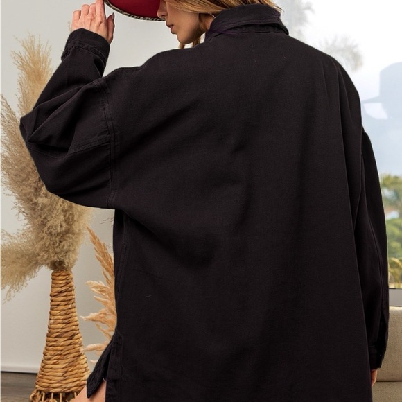 BiBi Button Up Washed Jacket with Pockets - Picture 2 of 5